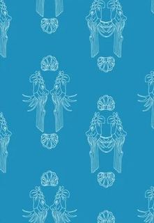 Blue line-art figures pattern
